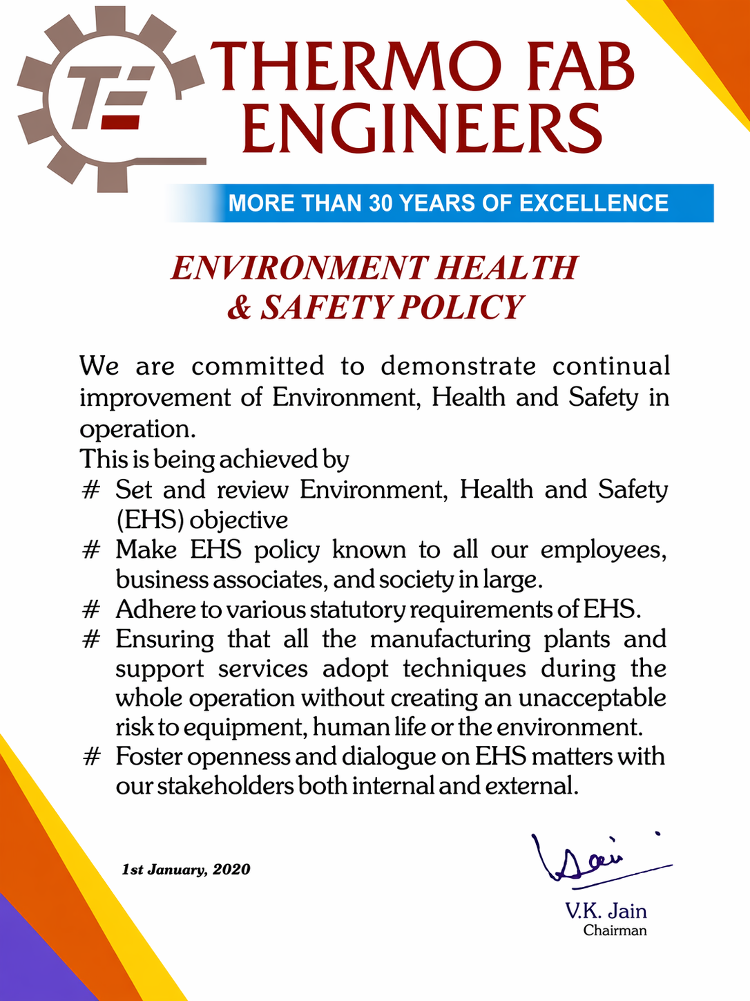 Environment Health & Safety Policy
